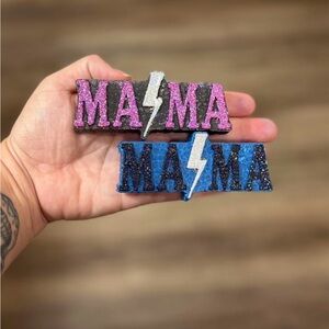 Glittery Pink and Blue Kids Hair Clips